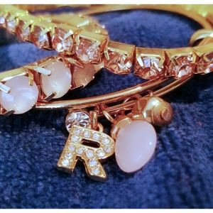 Set of Three Coordinating Bracelets Pink and Gold